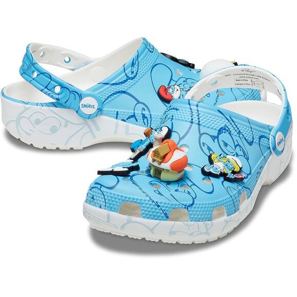 Crocs Smurfs Classic Clog Mens Size 10 Slip On Sandal Jibbitz Papa Smurfette NEW - Picture 4 of 4